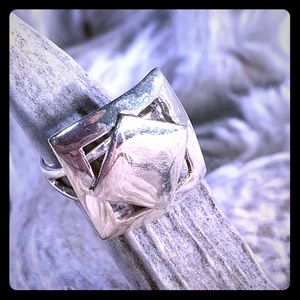Unusual 925 Silver Square/Square Ring/7